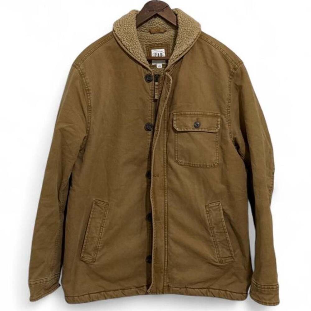 Vintage Gap Canvas Sherpa-Lined Utility Workwear Jacket Brown